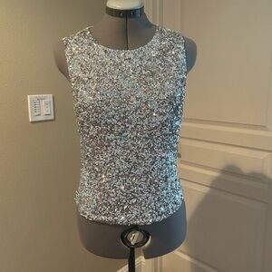 Express Sparkling Silver Sleeveless Blouse